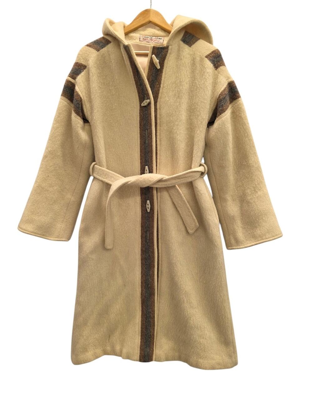 Casa De Lana Virgin Wool Trench Coat Winter Women's Cream Western Size large